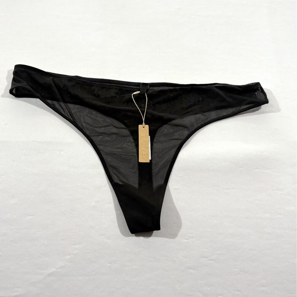 Skims Mesh Built Up Thong Onyx Poly Stretch Intimate Panties 4X PN-BUT-0240 NWT